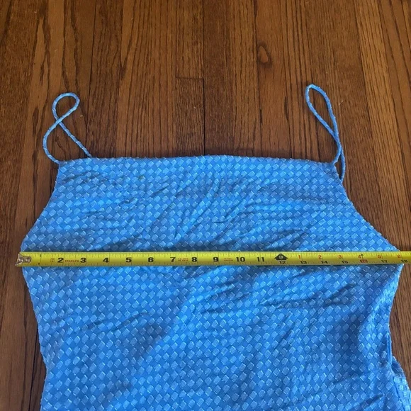 Alice + Olivia Harmony Drapey Mini Blue Slip Dress Size 12 - Picture 6 of 6